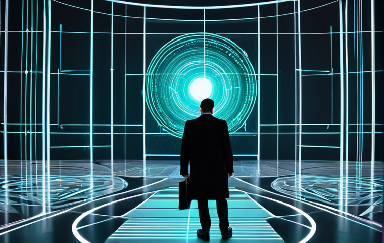 A futuristic, serene digital courtroom. The central focus is a holographic projection displaying abstract, flowing data streams intertwining with stylized, geometric representations of personal identity and biometric data, hinting at the complexity of digital selfhood. The background features glowing architectural lines and subtle digital interfaces, conveying a sense of order and sophisticated legal oversight. The color palette is cool blues, whites, and subtle greens, suggesting transparency and security. Professional photography, sharp focus, high detail, concept art, safe for work, appropriate content, fully clothed, professional, perfect anatomy, correct proportions, natural body proportions, well-formed hands, proper finger count.