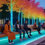 메타버스에서의 커스터마이징 옵션 - A group of diverse avatars, both hyperrealistic humans and fantastical creatures with unique feature...