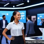 메타버스에서의 인사 관리와 채용 전략 - **Prompt 1: Virtual Job Fair Experience**
    A vibrant, futuristic virtual job fair set within a sp...