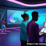 메타버스에서의 사용자 요구사항 분석 - A diverse group of people from various cultural backgrounds interacting in a futuristic metaverse so...